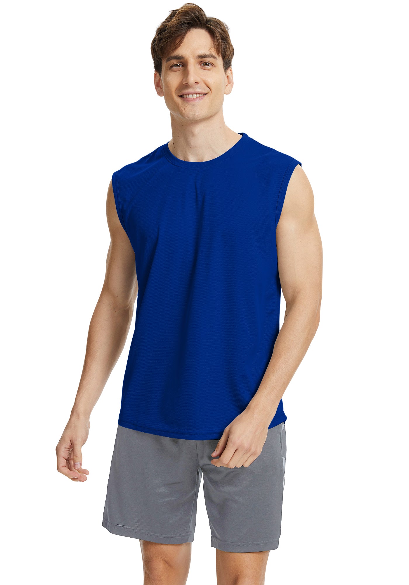 Hanerdun Mens Workout Tank Tops Dry-Fit Athletic Running Sleeveless Mesh Shirts 2PCS