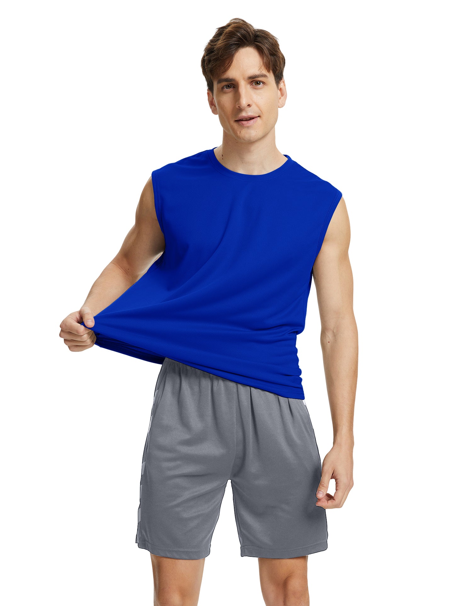 Hanerdun Mens Workout Tank Tops Dry-Fit Athletic Running Sleeveless Mesh Shirts 2PCS