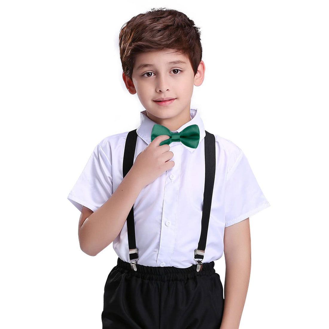 Hanerdun Kids Bowtie Pre-Tied Solid Toddler Neckties Boys Bow Ties