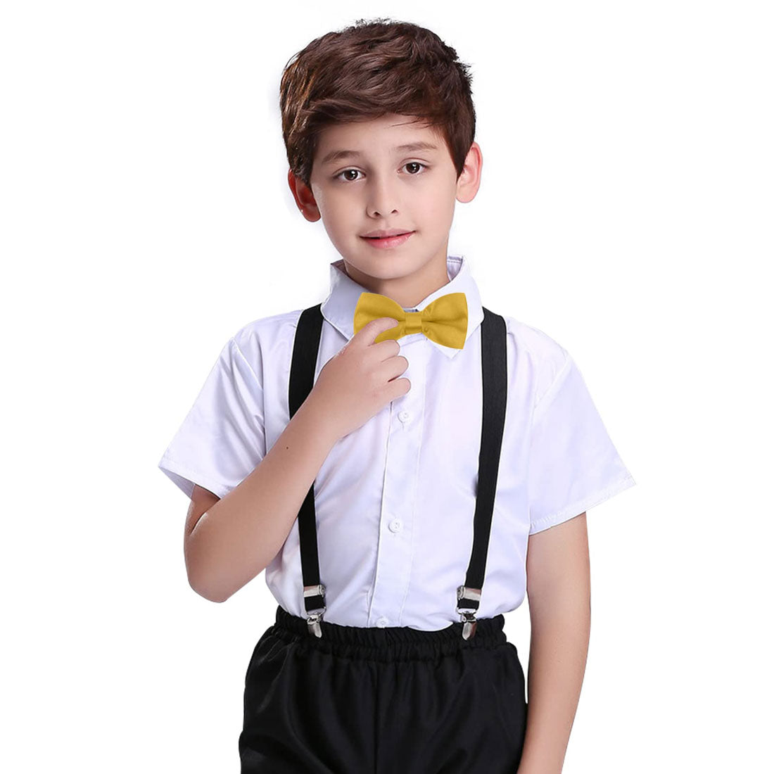 Hanerdun Kids Bowtie Pre-Tied Solid Toddler Neckties Boys Bow Ties
