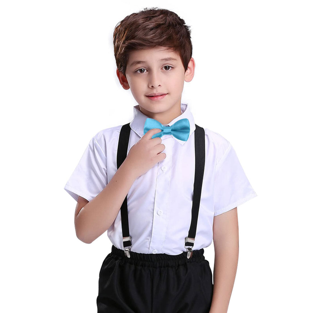 Hanerdun Kids Bowtie Pre-Tied Solid Toddler Neckties Boys Bow Ties