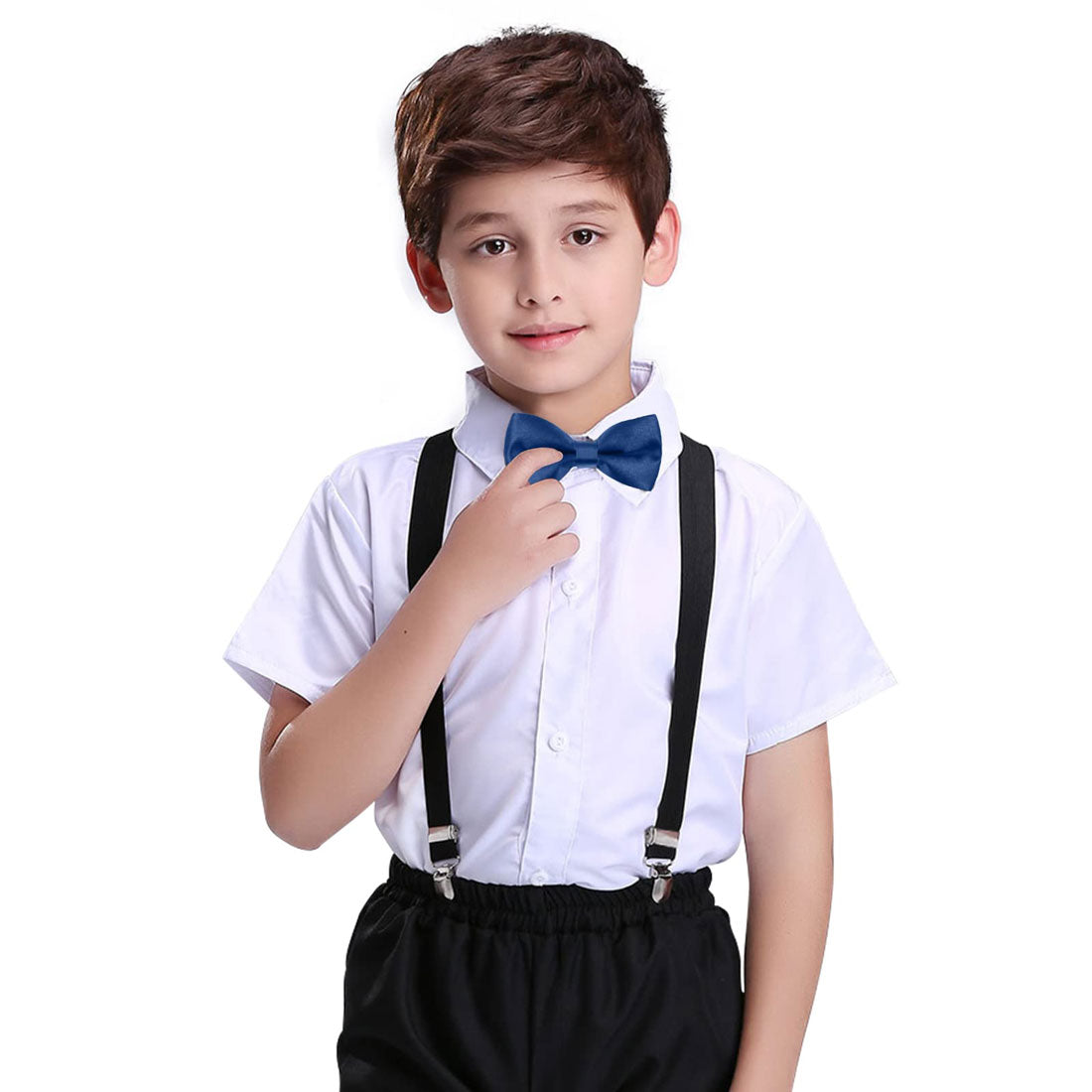 Hanerdun Kids Bowtie Pre-Tied Solid Toddler Neckties Boys Bow Ties