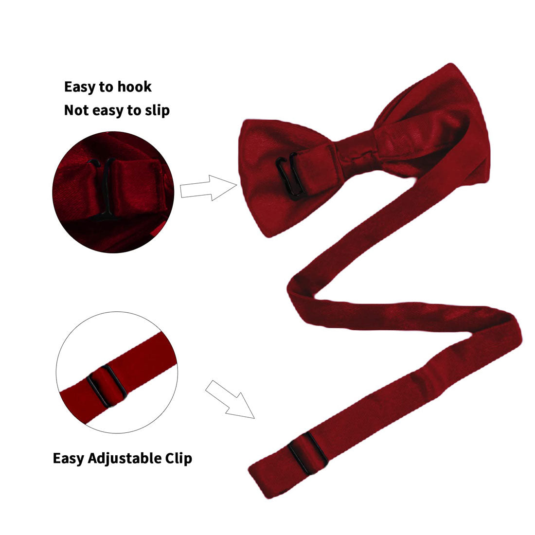 Hanerdun Kids Bowtie Pre-Tied Solid Toddler Neckties Boys Bow Ties