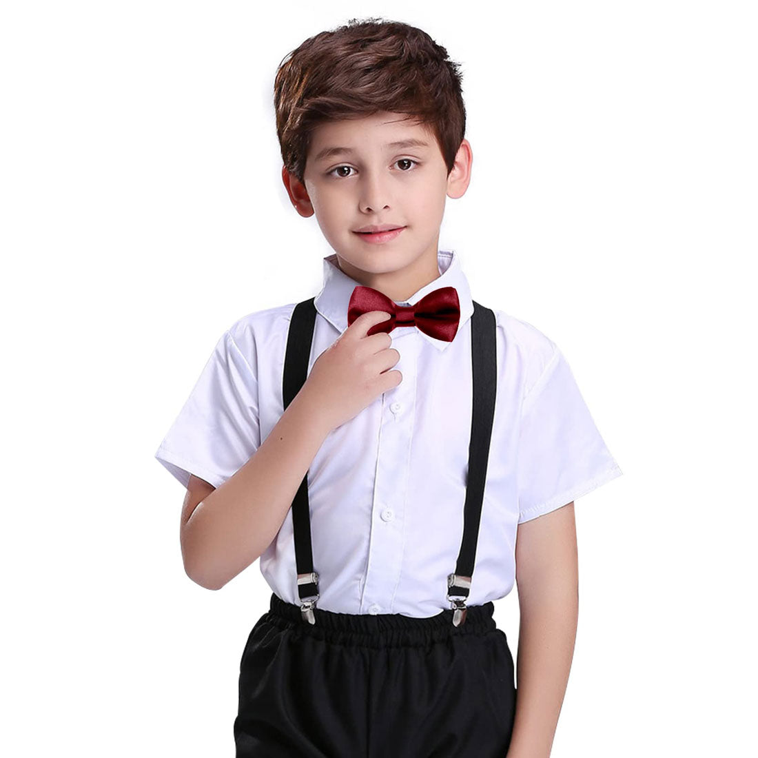 Hanerdun Kids Bowtie Pre-Tied Solid Toddler Neckties Boys Bow Ties