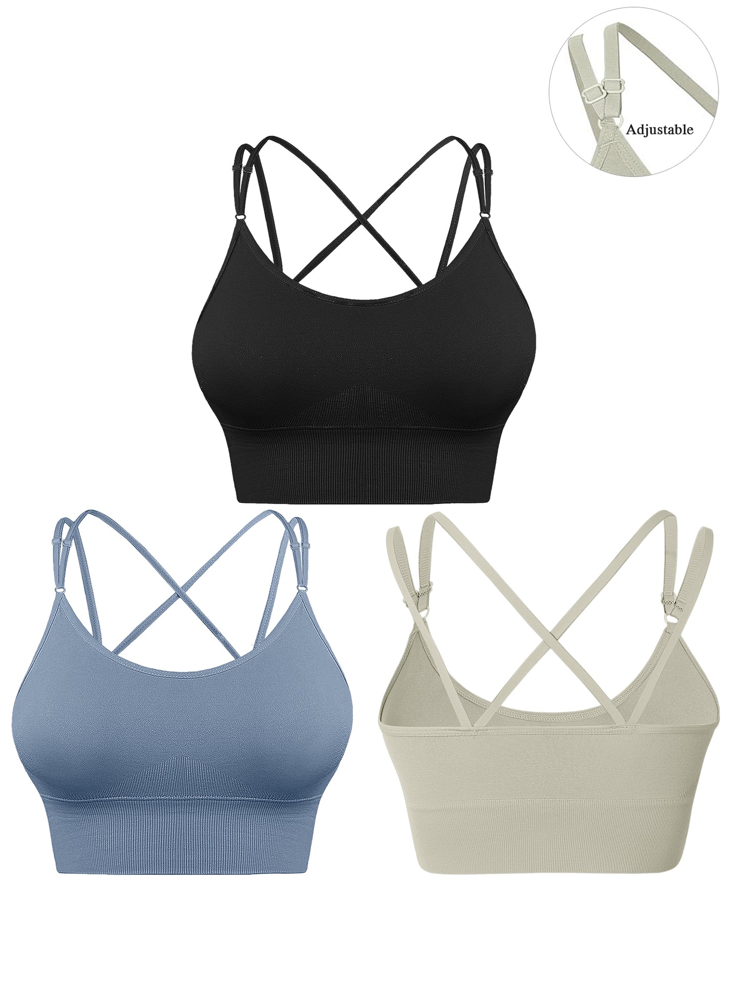 Hanerdun Womens Crossback Sport Bras Adjustable Padded Seamless Workout Athletic Yoga Bra