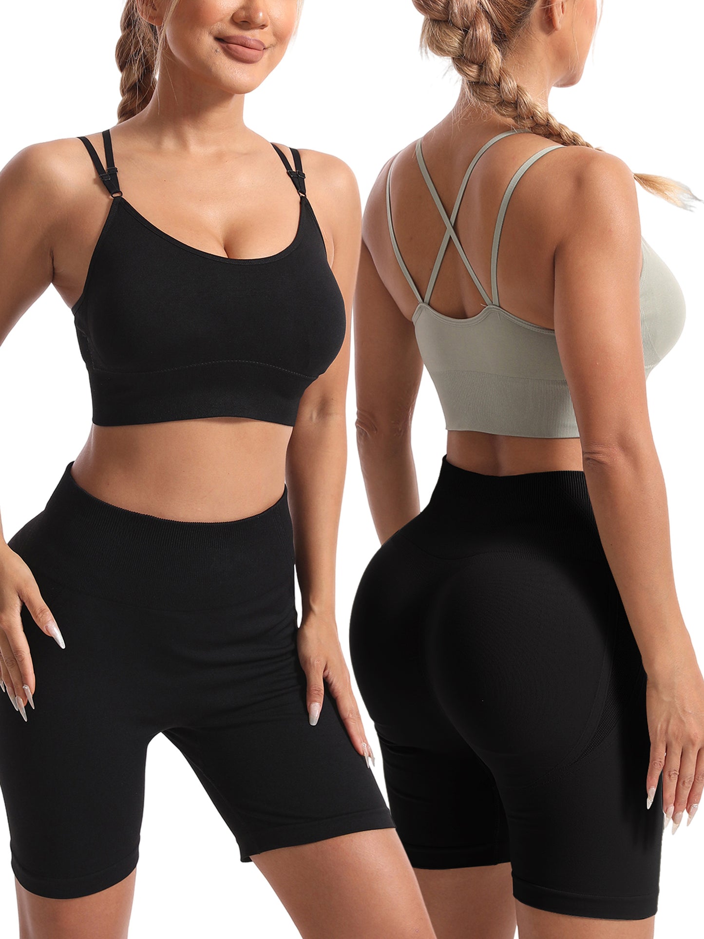 Hanerdun Womens Crossback Sport Bras Adjustable Padded Seamless Workout Athletic Yoga Bra