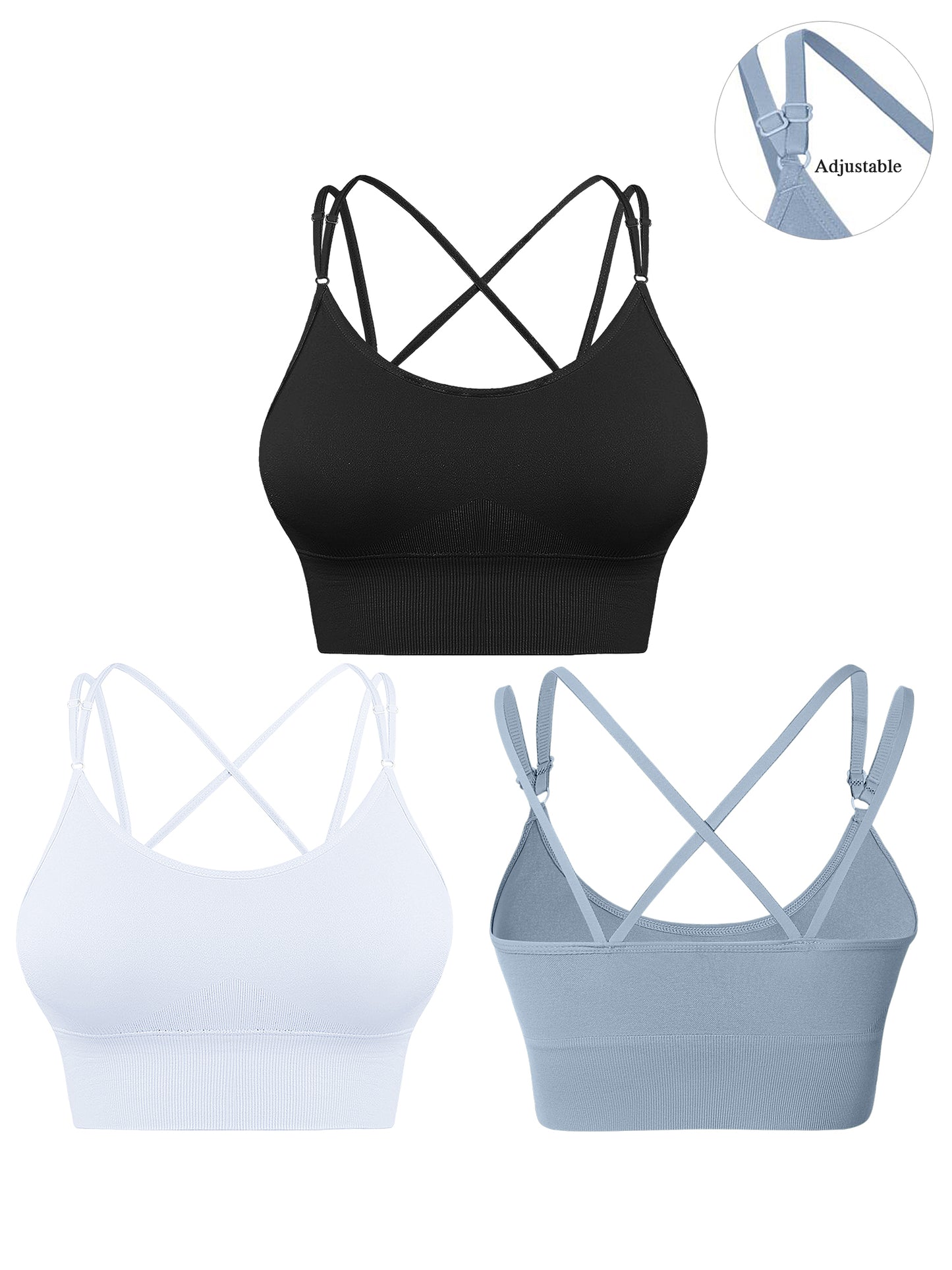 Hanerdun Womens Crossback Sport Bras Adjustable Padded Seamless Workout Athletic Yoga Bra