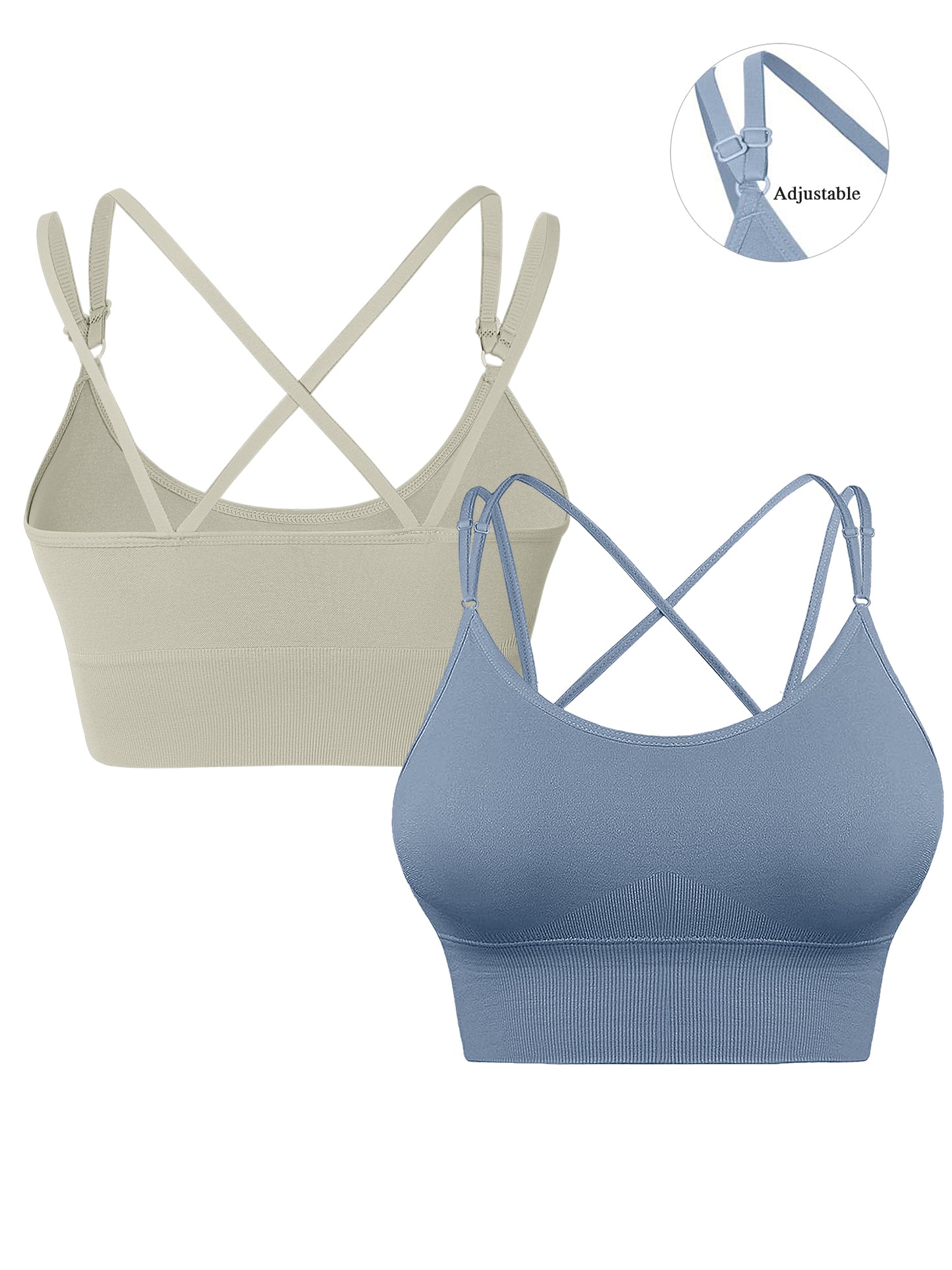 Hanerdun Womens Crossback Sport Bras Adjustable Padded Seamless Workout Athletic Yoga Bra