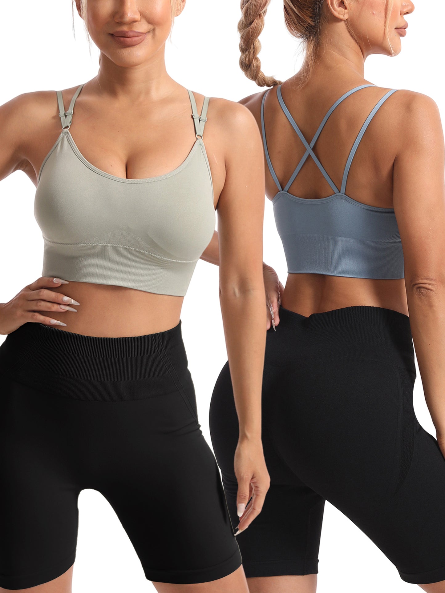 Hanerdun Womens Crossback Sport Bras Adjustable Padded Seamless Workout Athletic Yoga Bra
