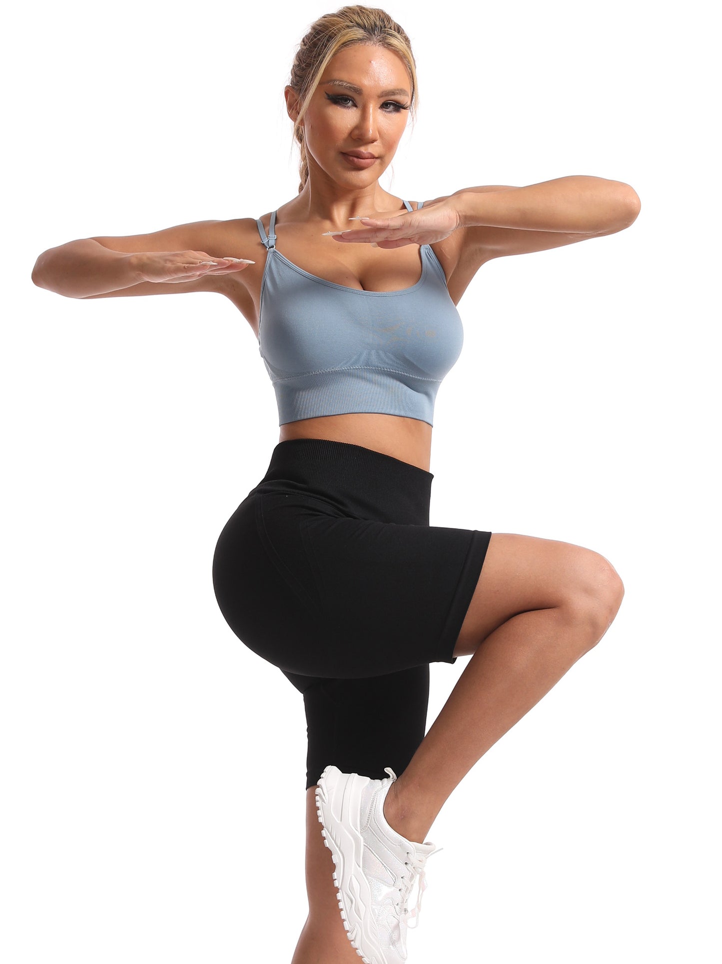 Hanerdun Womens Crossback Sport Bras Adjustable Padded Seamless Workout Athletic Yoga Bra