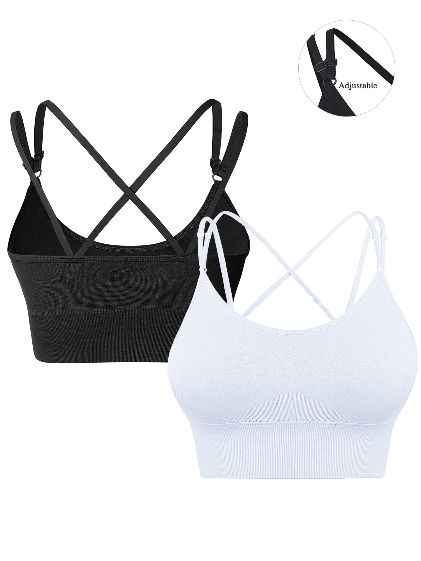 Hanerdun Womens Crossback Sport Bras Adjustable Padded Seamless Workout Athletic Yoga Bra