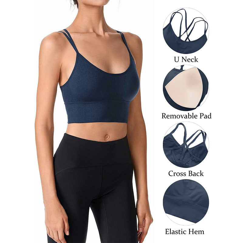 Hanerdun Women Crossback Workout Bras Female Padded Sports Bra Daily Bra