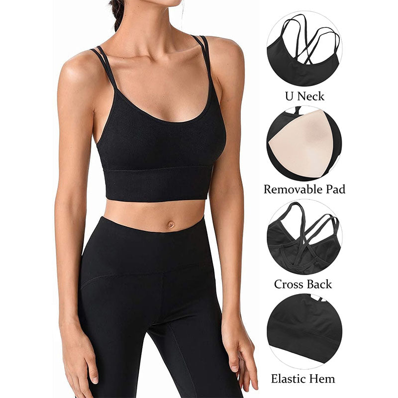 Hanerdun Women Crossback Workout Bras Female Padded Sports Bra Daily Bra