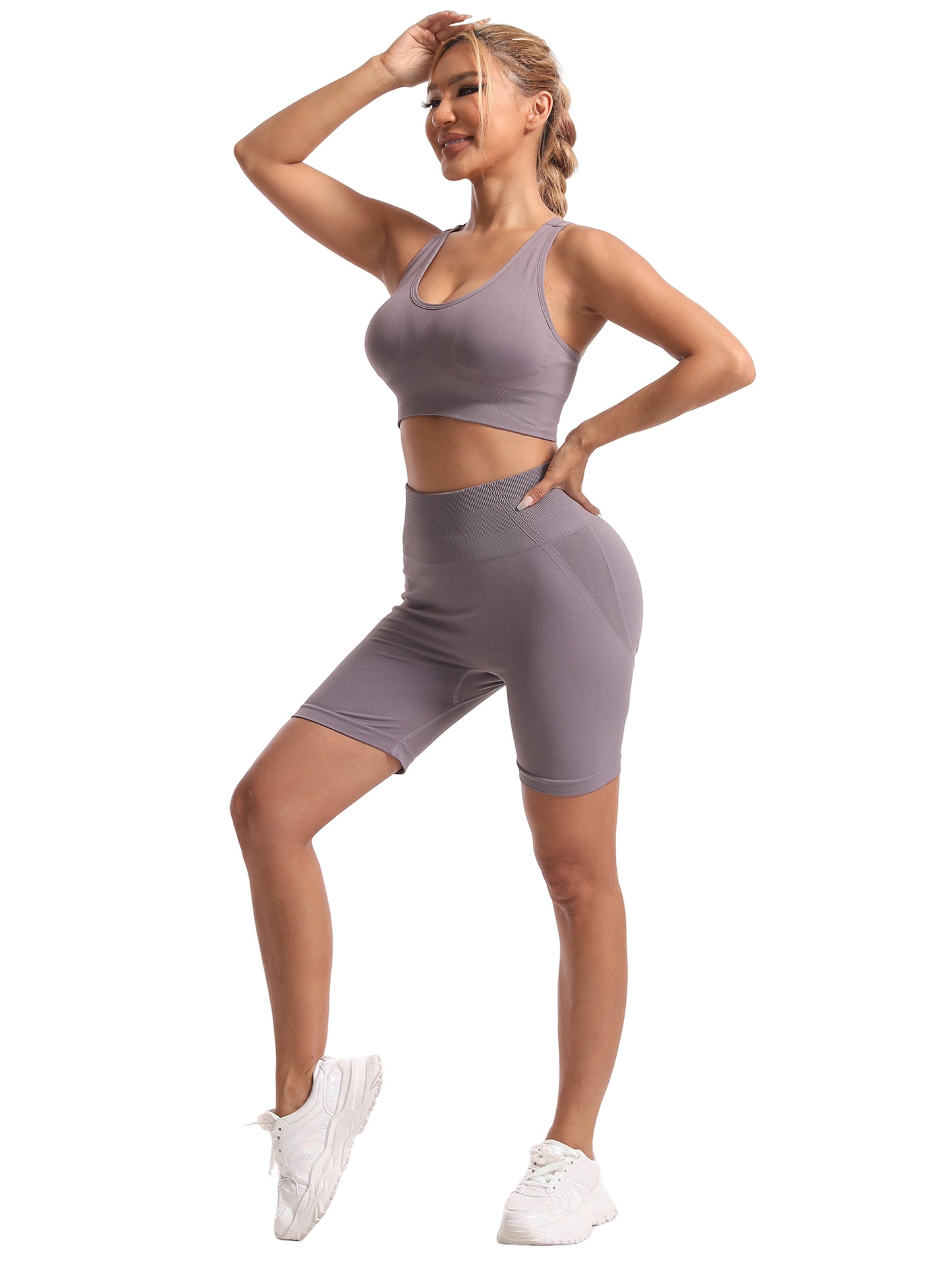 Hanerdun Women's Padded Sports Bras Seamless Crossback Yoga Running Workout Bra