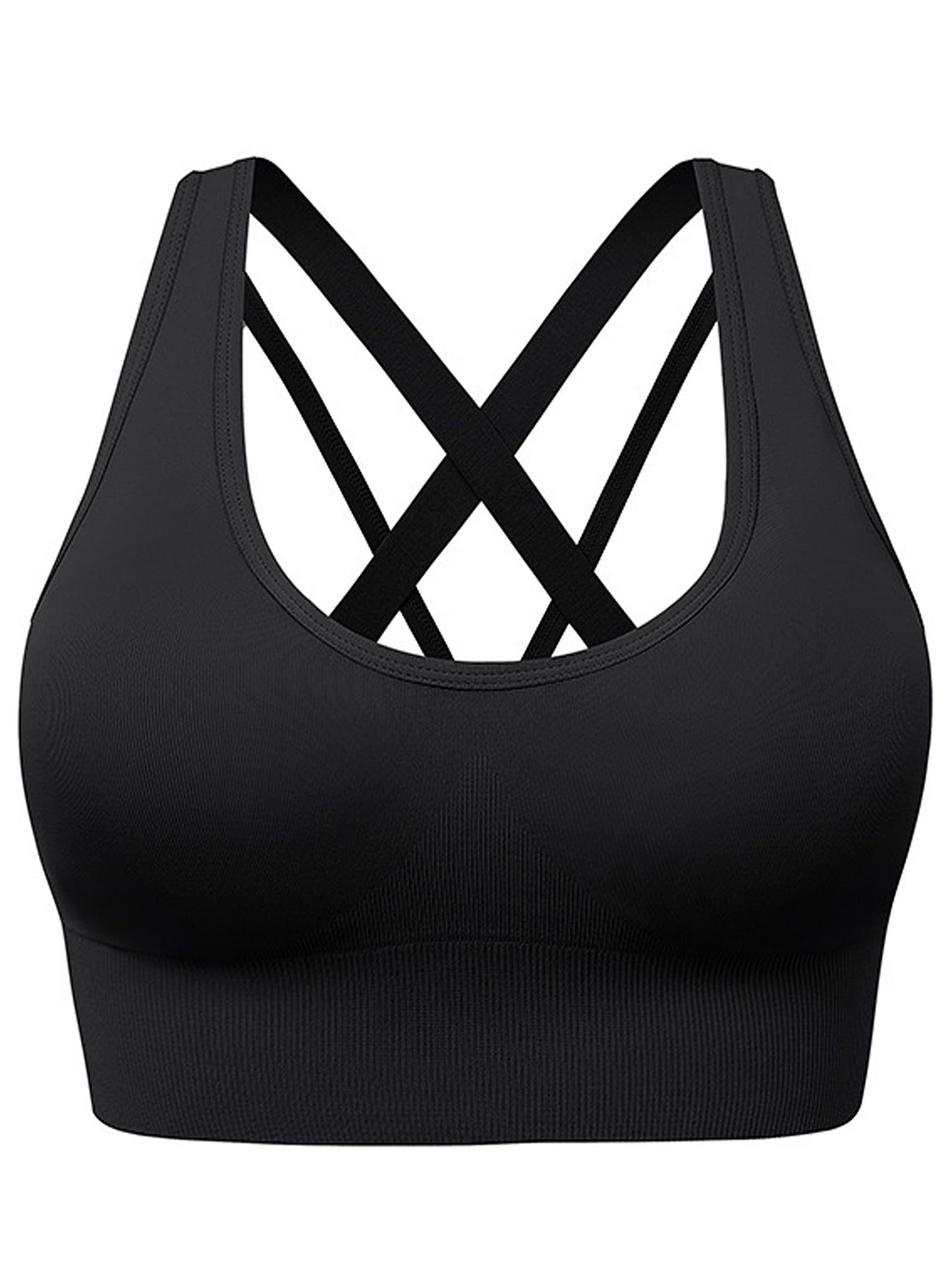 Hanerdun Women's Padded Sports Bras Seamless Crossback Yoga Running Workout Bra