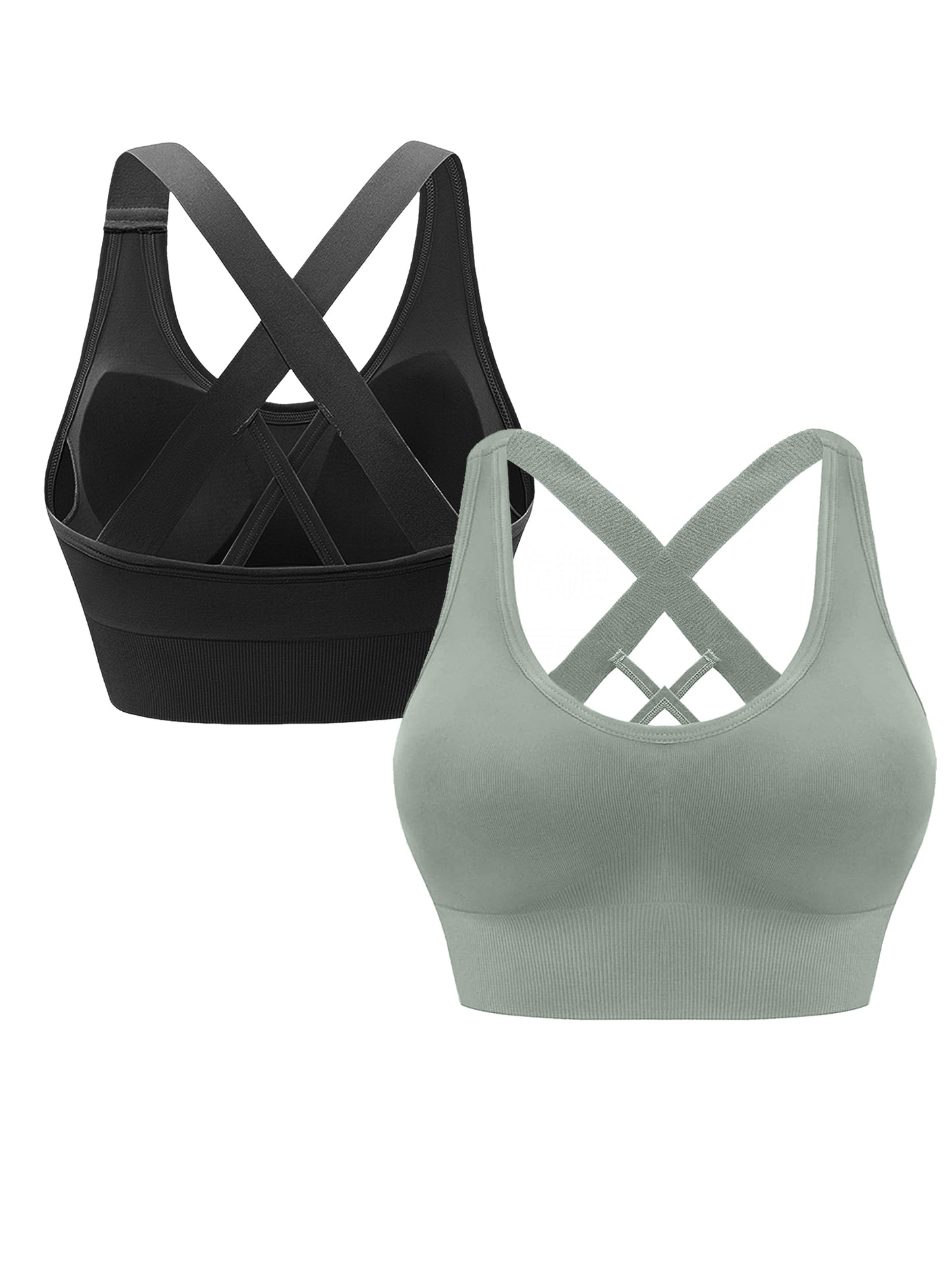 Hanerdun Sports Bras for Women Padded Sports Bra Seamless Cross Back Yoga Athletic Bras