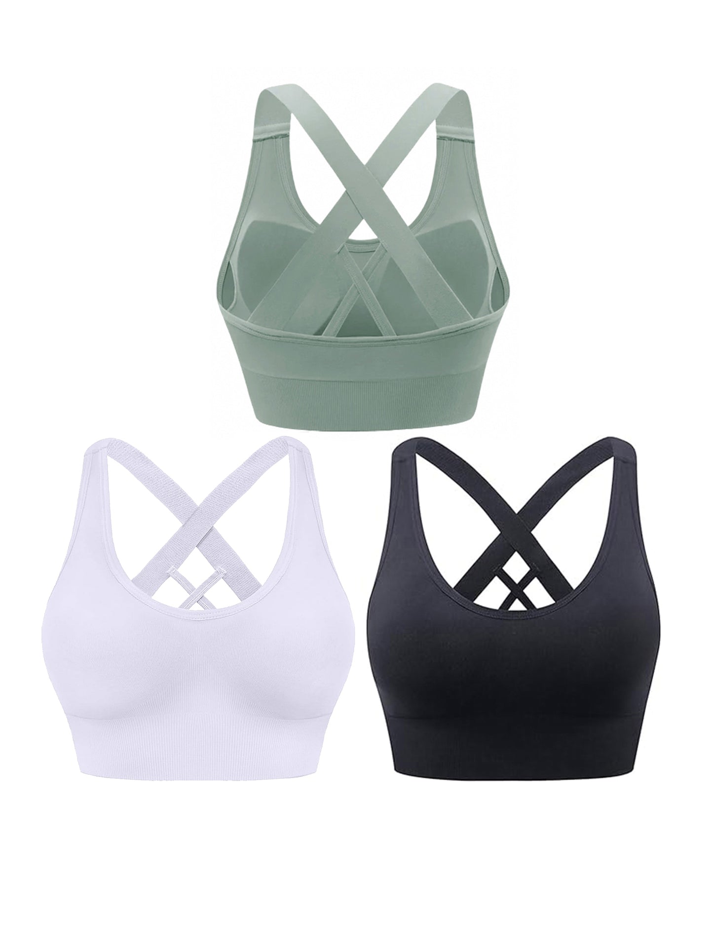 Hanerdun Sports Bras for Women Padded Sports Bra Seamless Cross Back Yoga Athletic Bras