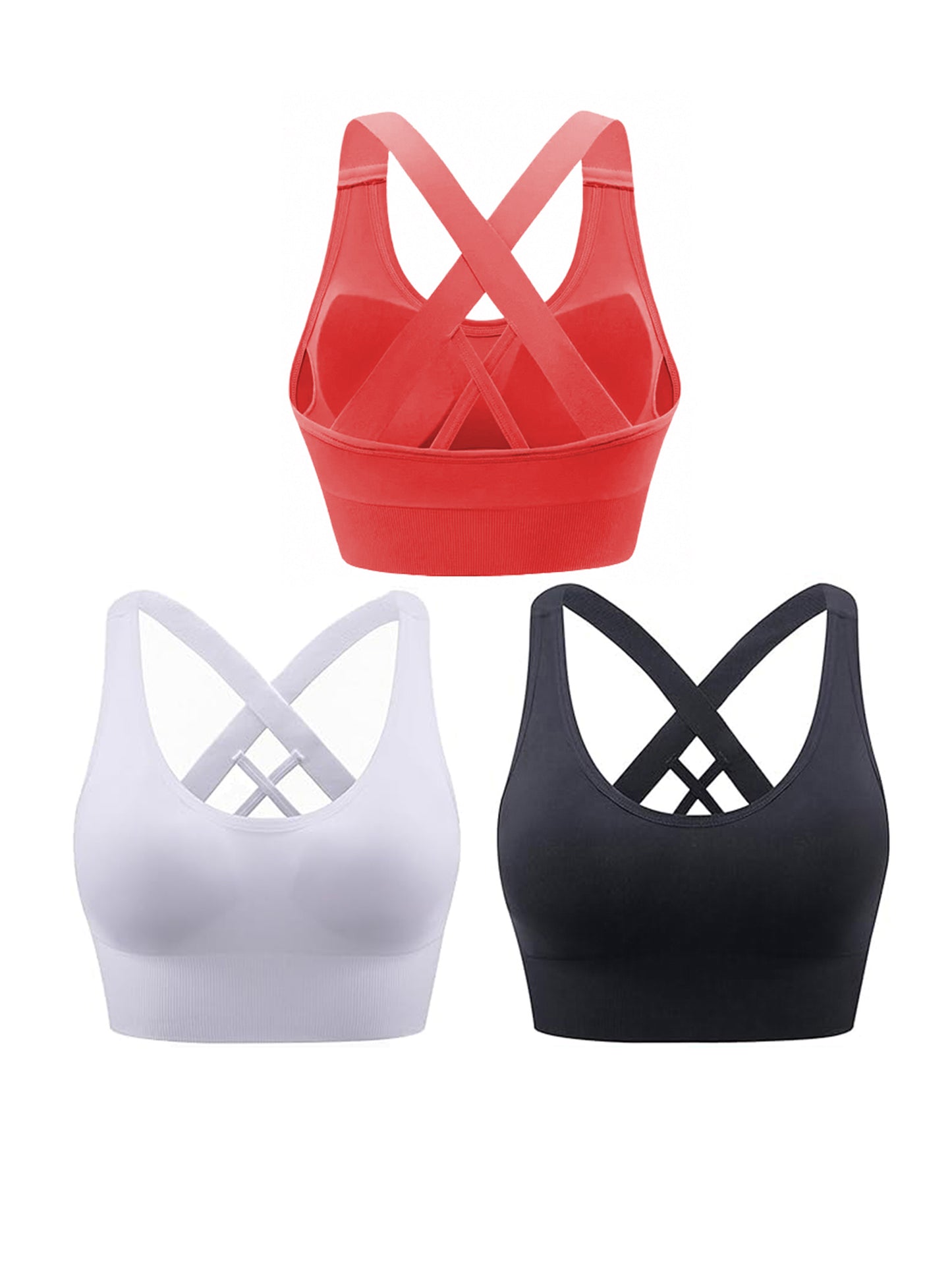 Hanerdun Sports Bras for Women Padded Sports Bra Seamless Cross Back Yoga Athletic Bras