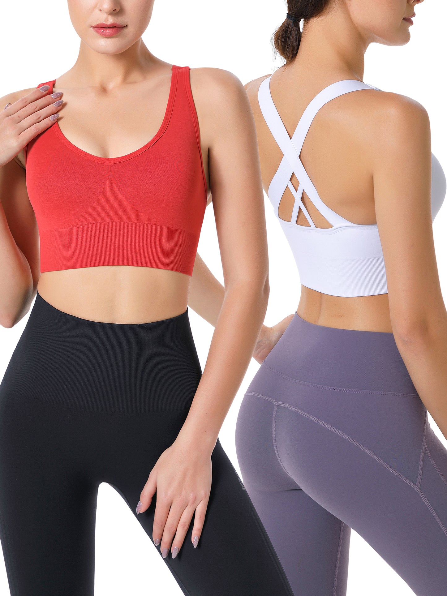 Hanerdun Sports Bras for Women Padded Sports Bra Seamless Cross Back Yoga Athletic Bras