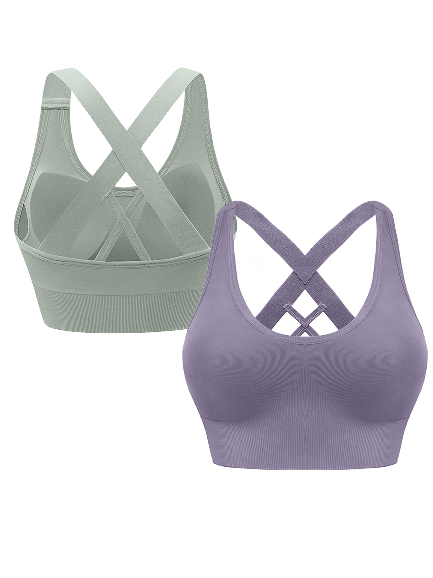 Hanerdun Sports Bras for Women Padded Sports Bra Seamless Cross Back Yoga Athletic Bras