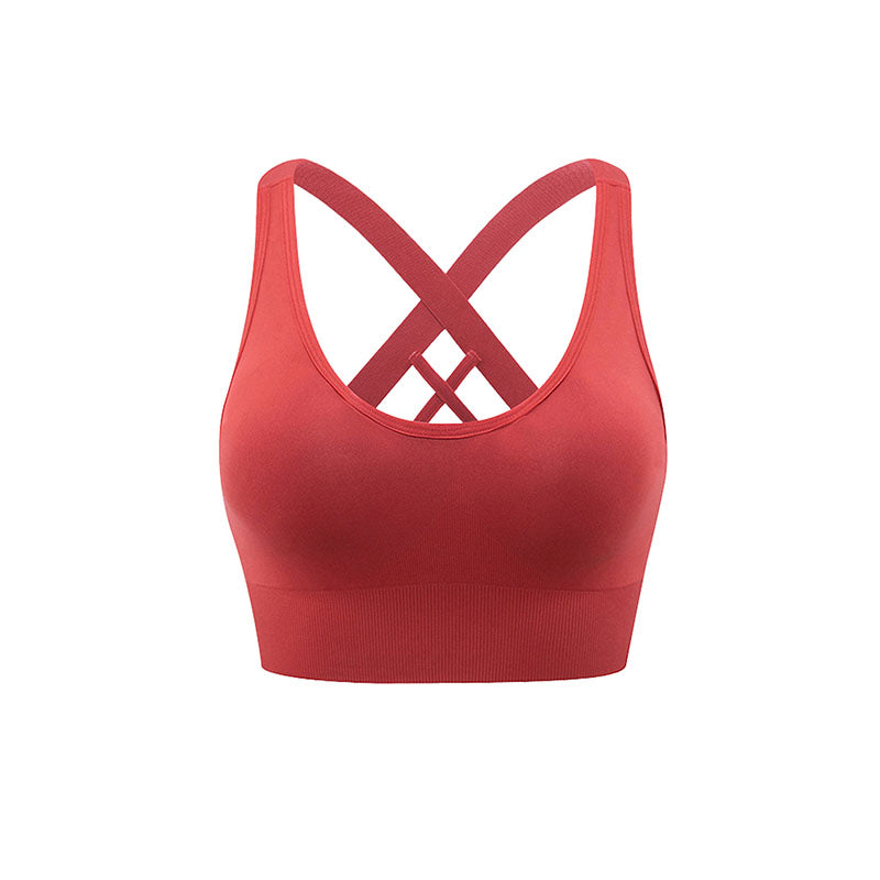 Hanerdun Sports Bras for Women Padded Sports Bra Seamless Cross Back Yoga Athletic Bras