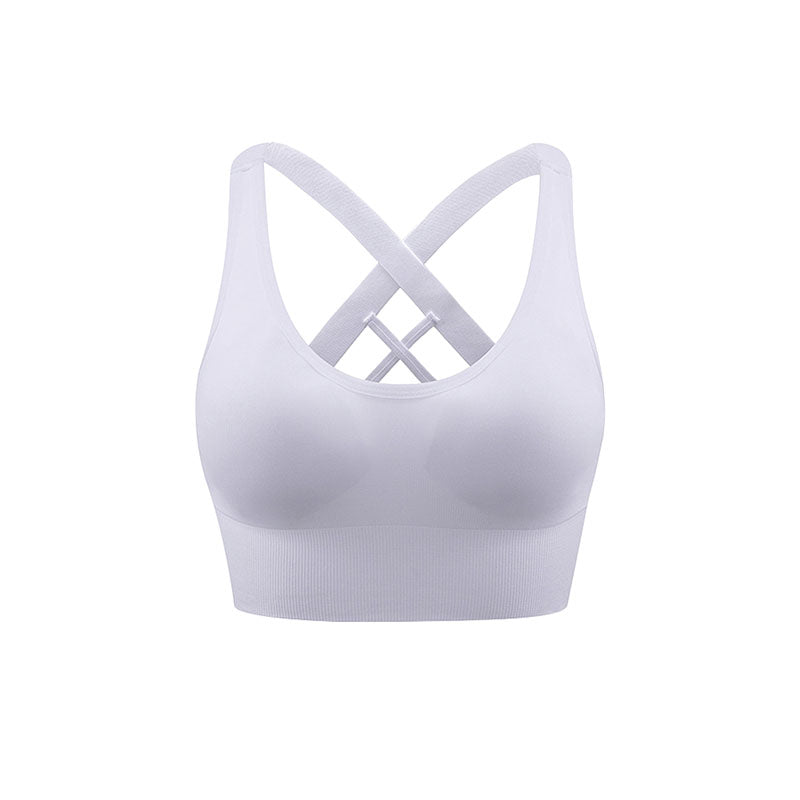 Hanerdun Sports Bras for Women Padded Sports Bra Seamless Cross Back Yoga Athletic Bras