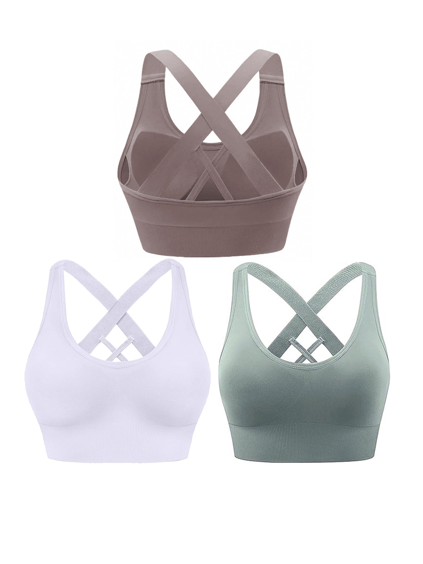 Hanerdun Sports Bras for Women Padded Sports Bra Seamless Cross Back Yoga Athletic Bras