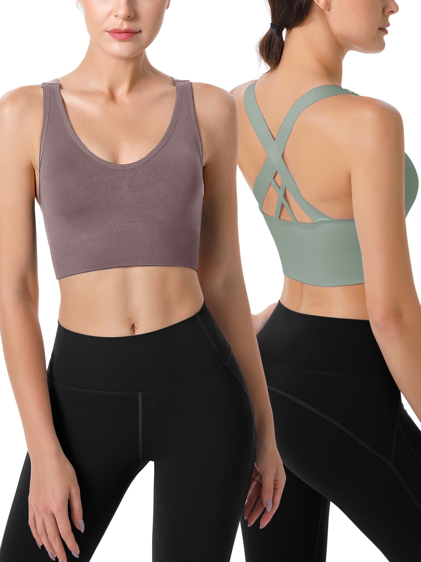 Hanerdun Sports Bras for Women Padded Sports Bra Seamless Cross Back Yoga Athletic Bras