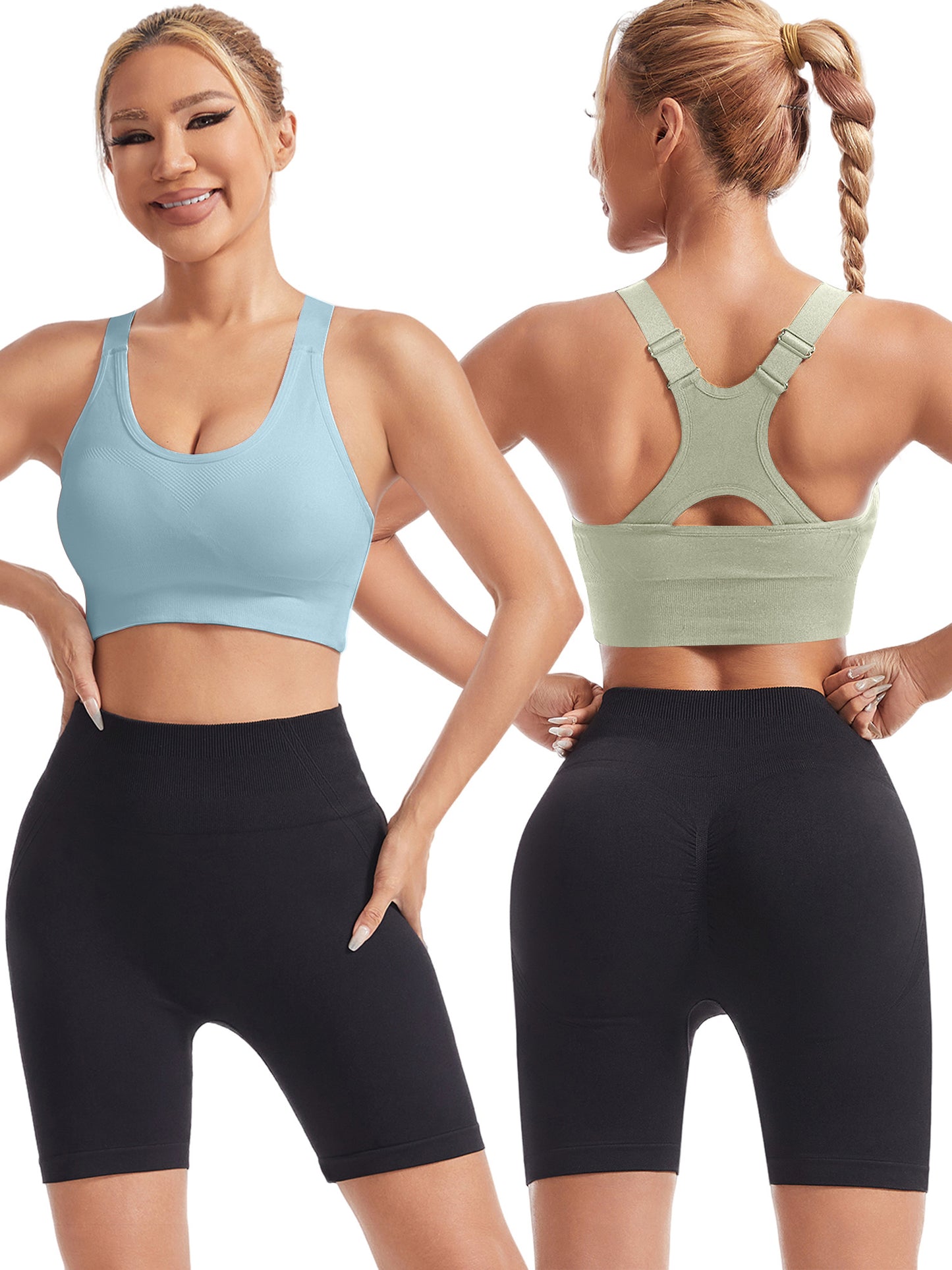 Hanerdun Womens Racerback Padded Sports Bras Adjustable Yoga Workout Bra