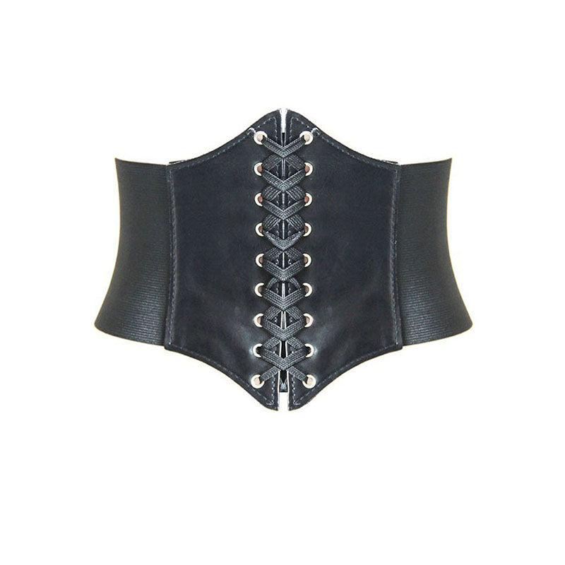 Hanerdun Women Lace-up Corset Waist Belt Stretch Wide Belts for Dress Cinch Waistband