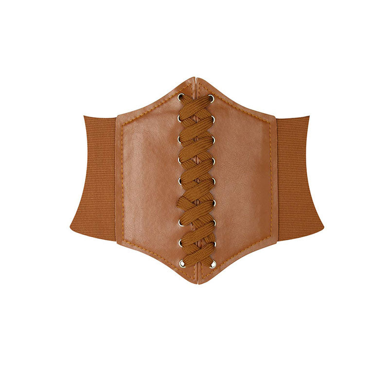 Hanerdun Women Lace-up Corset Waist Belt Stretch Wide Belts for Dress Cinch Waistband