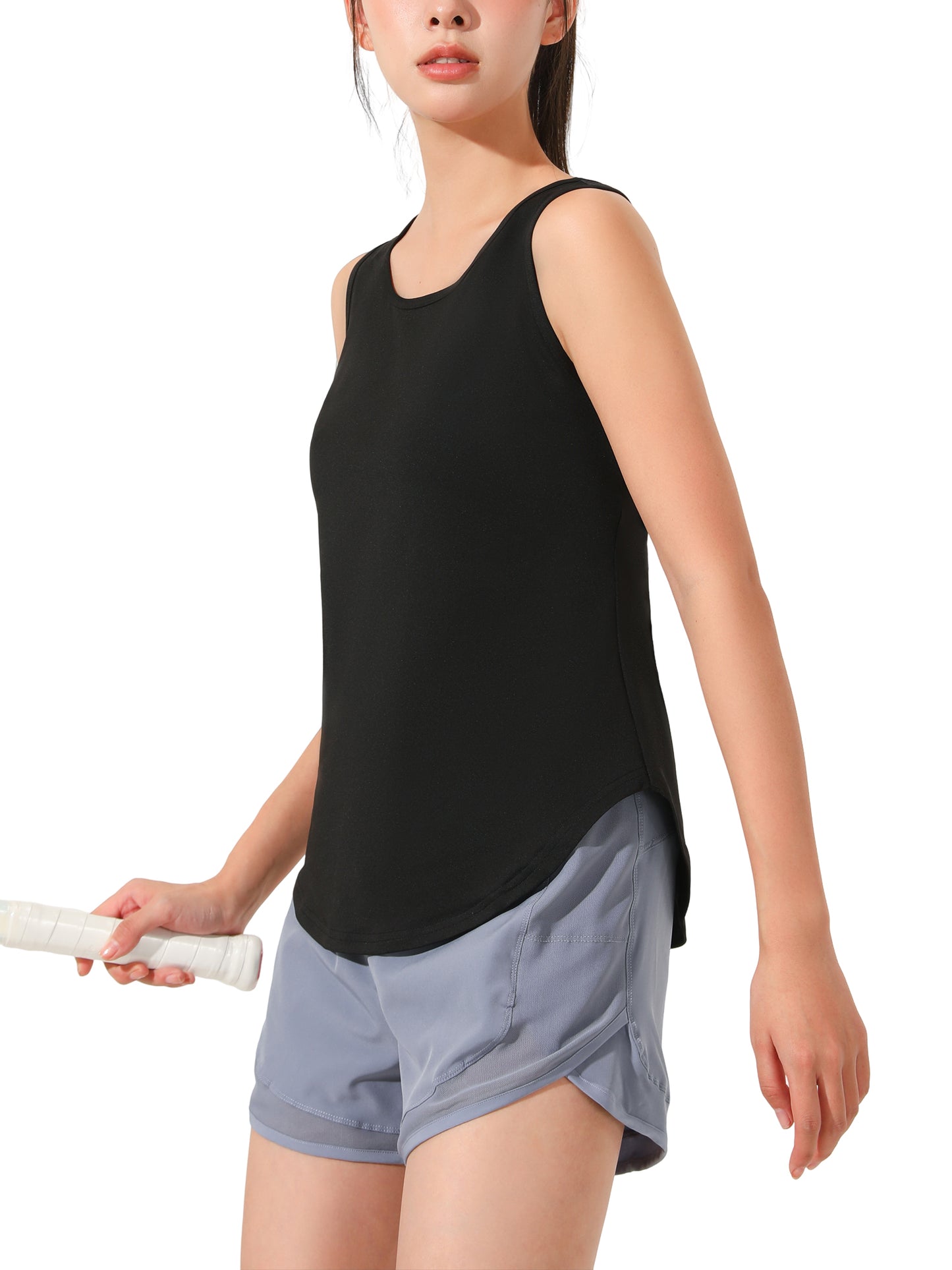 Hanerdun Womens Workout Yoga Tank Tops Open Back Running Athletic Shirts Activewear 2PCS