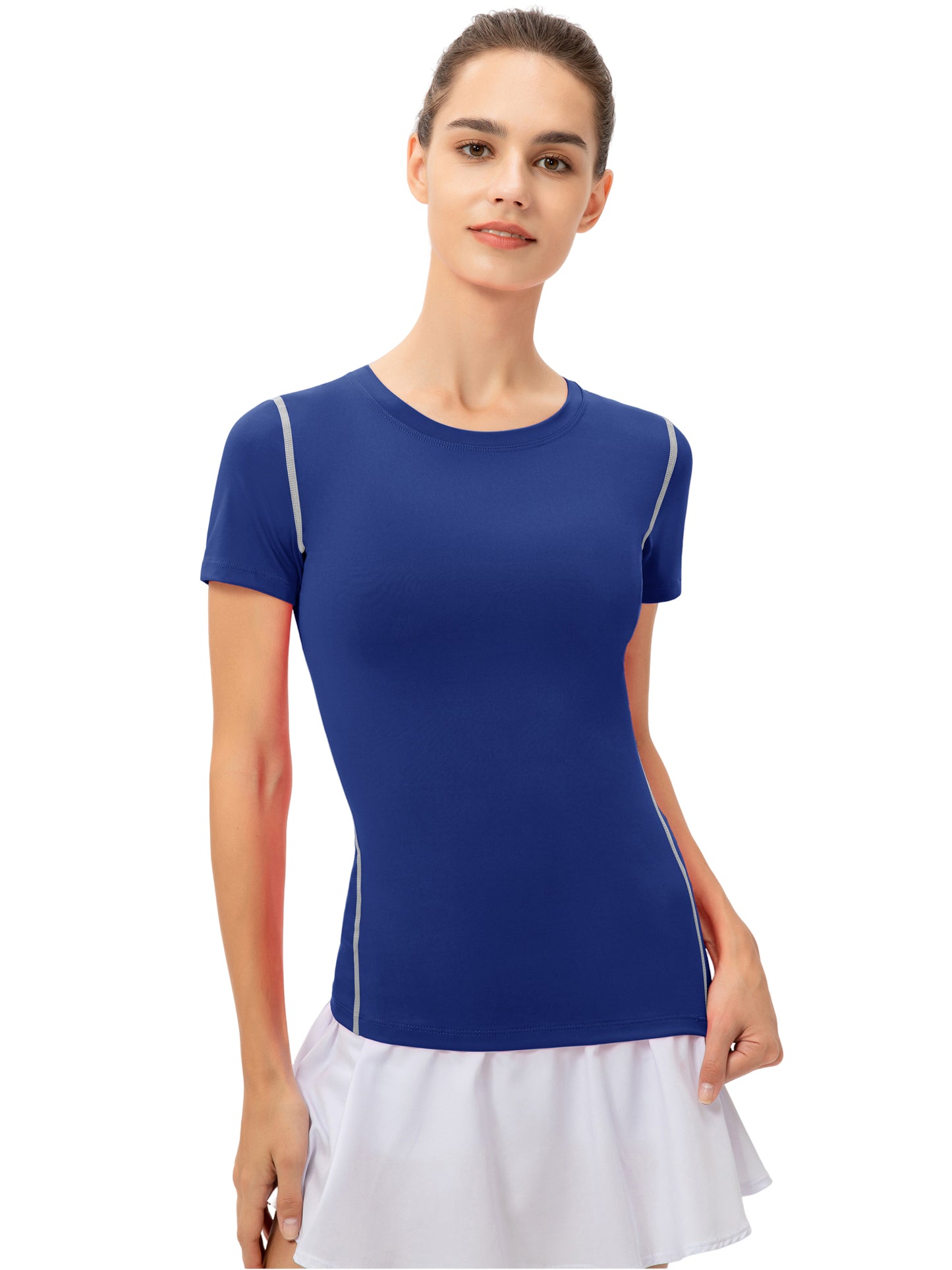 Hanerdun Womens 2PCS Quick Dry Workout Shirts Short Sleeve Yoga Tops Athletic Tight Tee