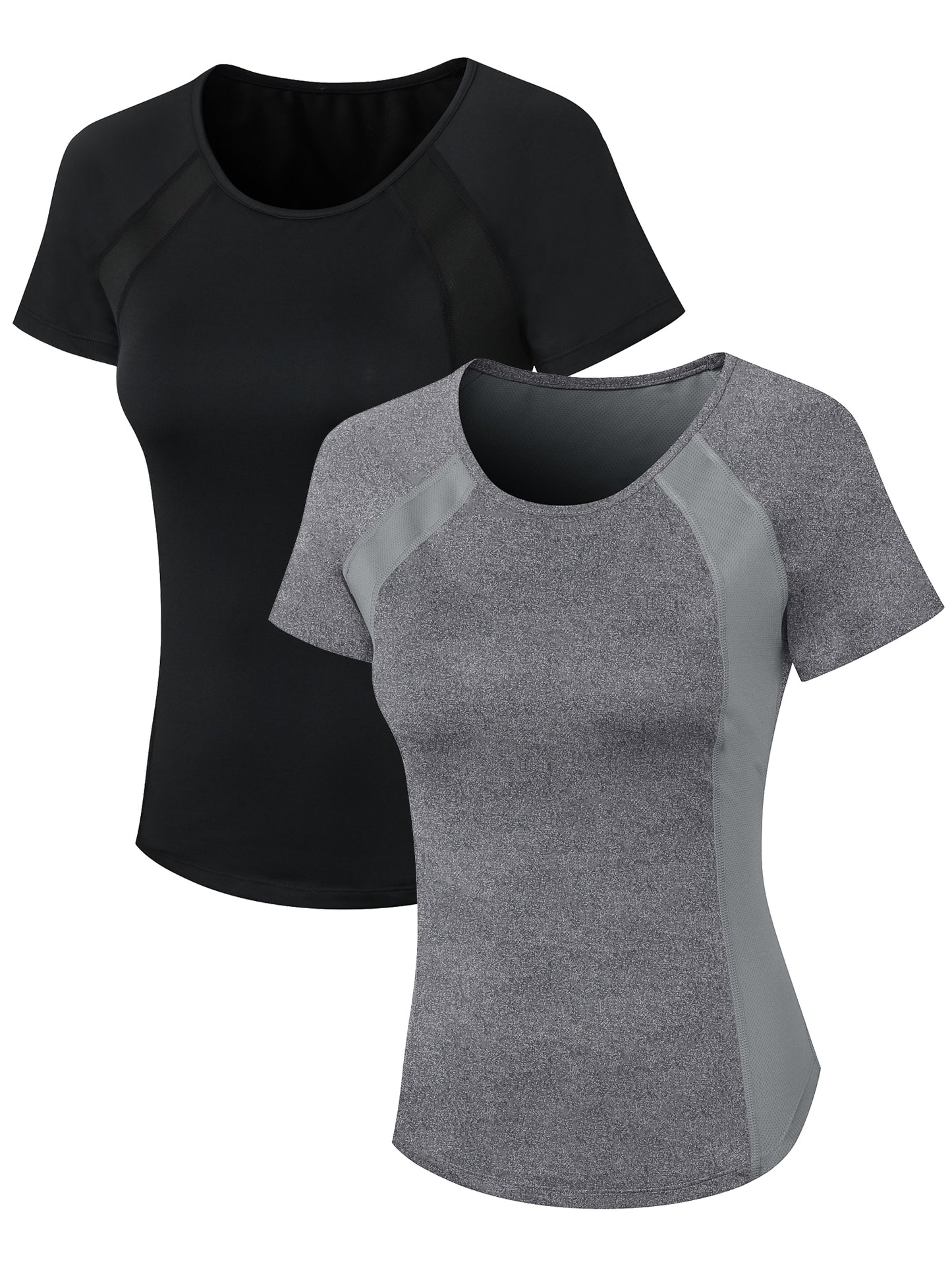 Hanerdun Womens 2PCS Workout Yoga Shirts Quick Dry Athletic Tops Short Sleeve Crew Neck Tees