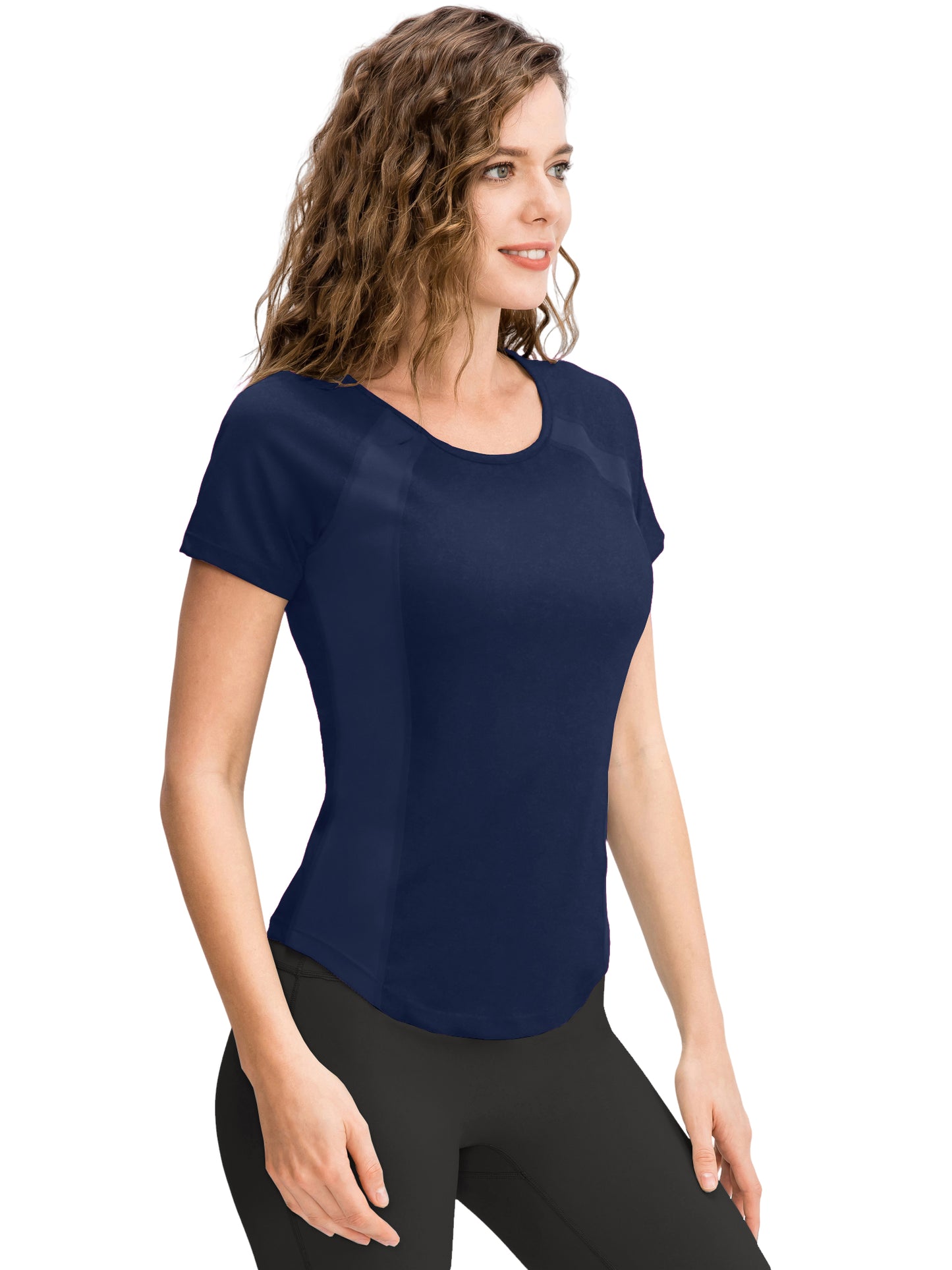 Hanerdun Womens Athletic Workout Shirts Quick Dry Yoga Tops Short Sleeve Tees