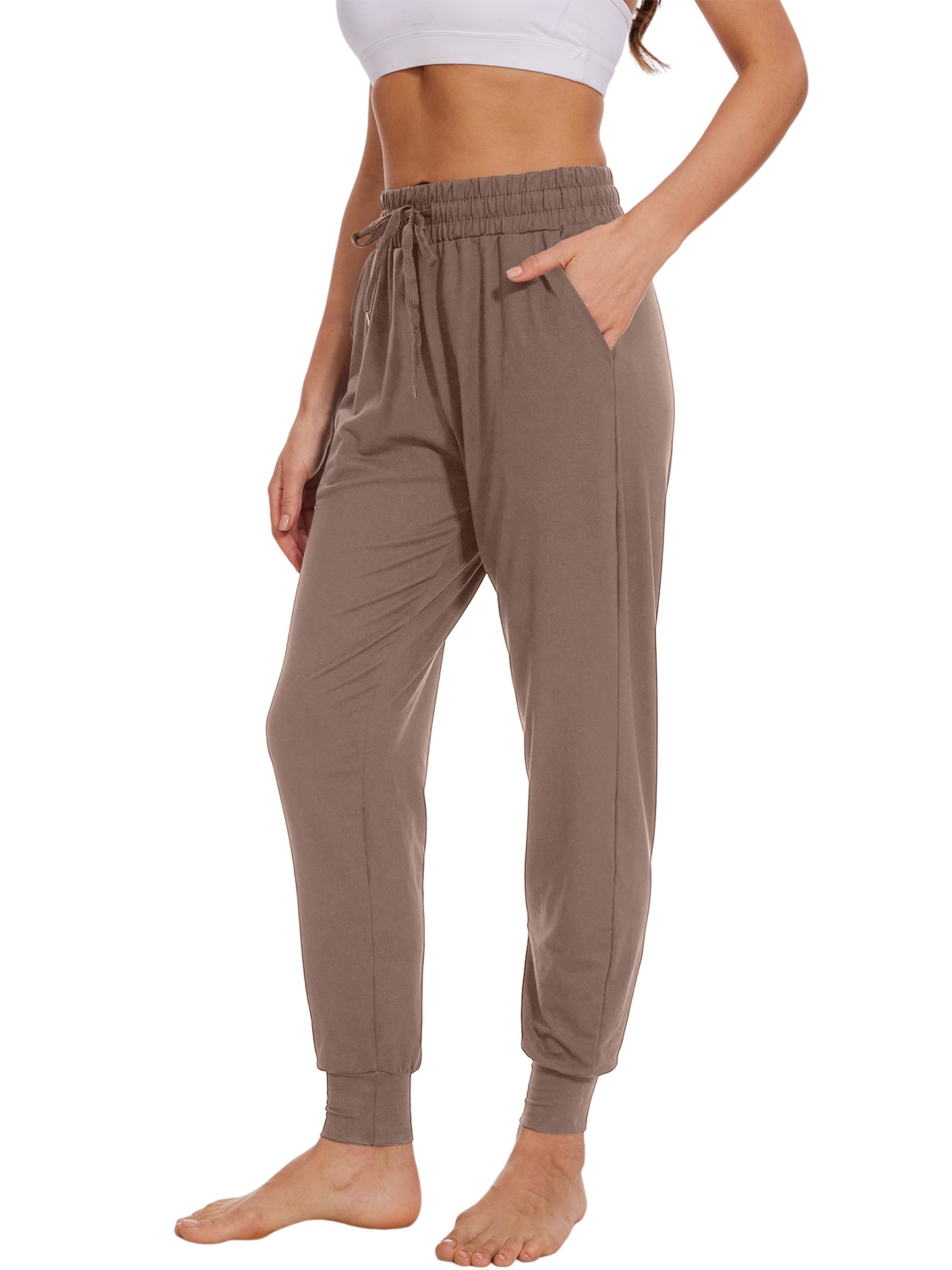 Hanerdun Women's Joggers Athletic Ankle Pants Pocket Elastic Waist Yoga Running Bottoms