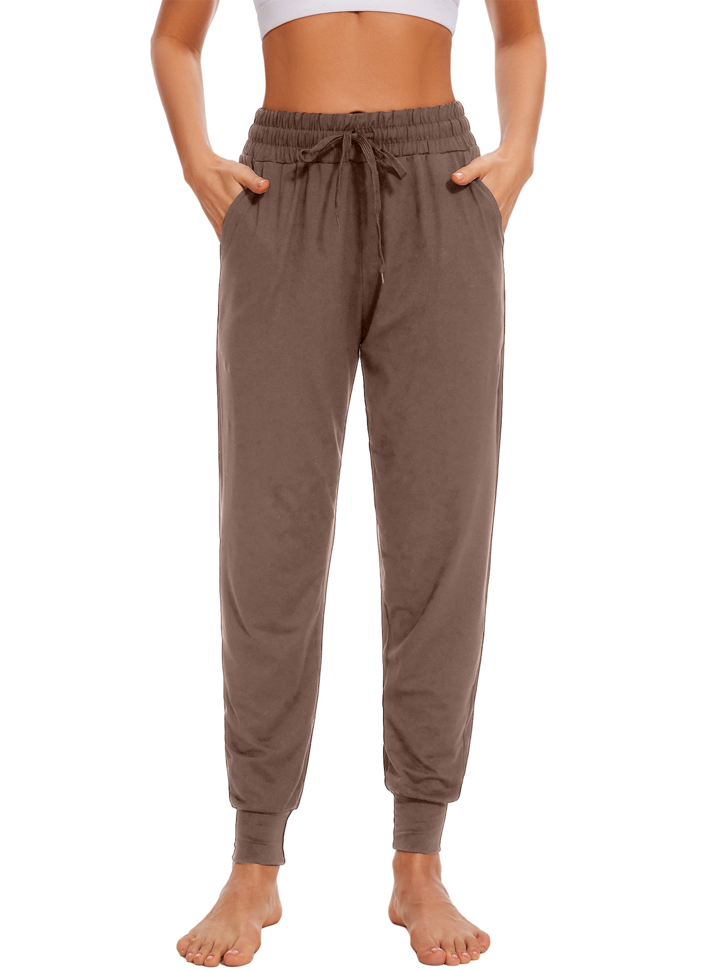 Hanerdun Women's Joggers Athletic Ankle Pants Pocket Elastic Waist Yoga Running Bottoms