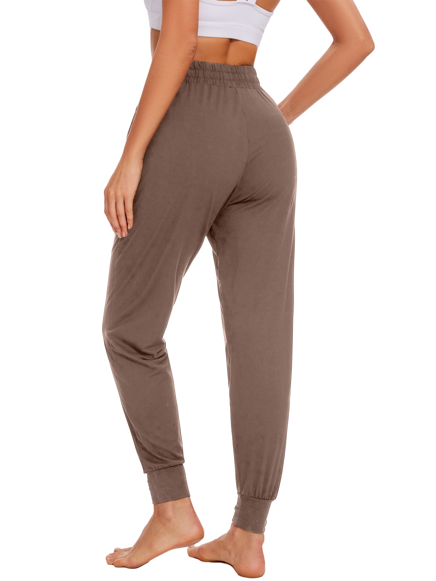 Hanerdun Women's Joggers Athletic Ankle Pants Pocket Elastic Waist Yoga Running Bottoms