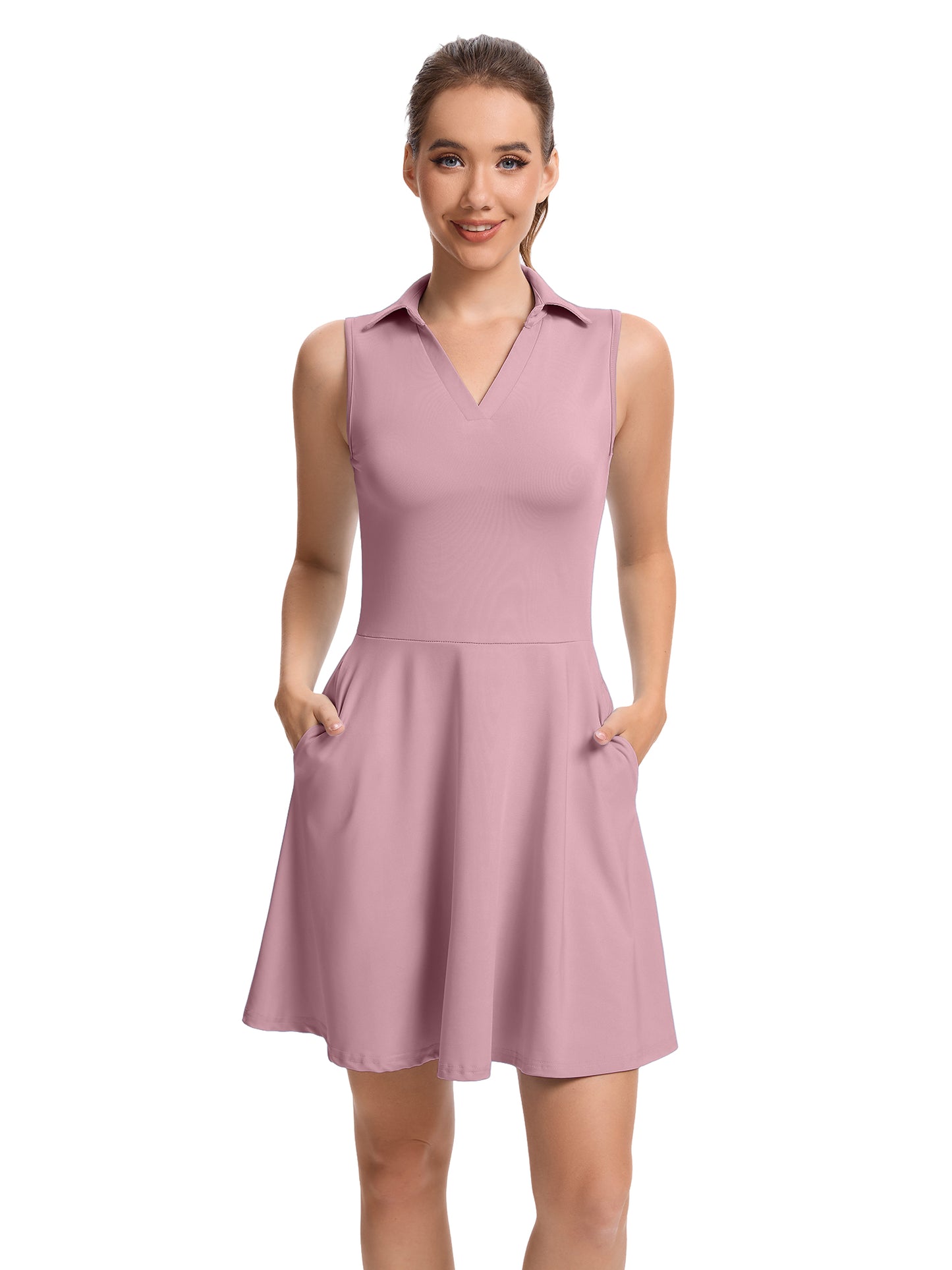 Hanerdun Womens Tennis Dress with Shorts & Pockets Sleeveless Workout Athletic Golf Dress