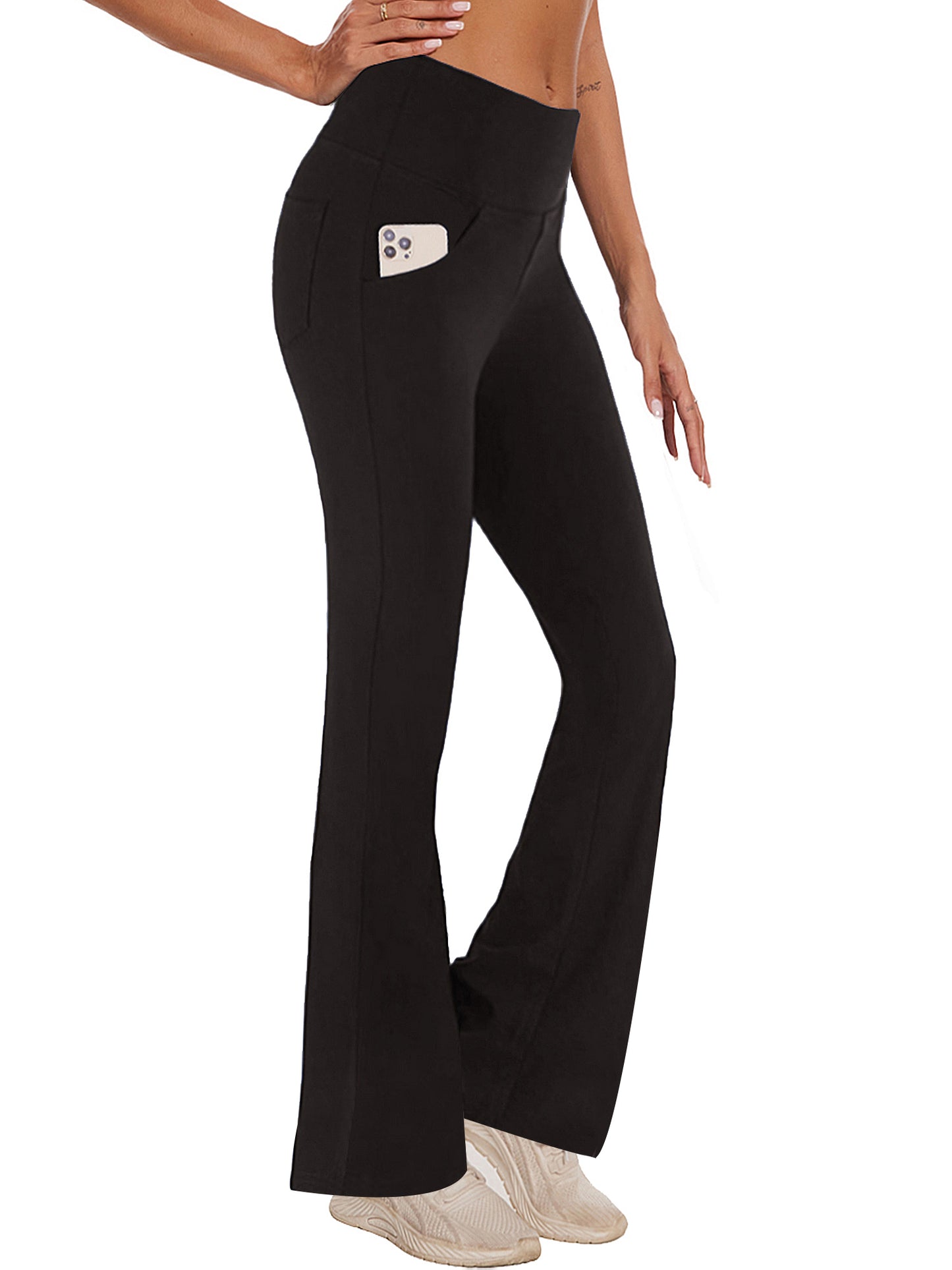Hanerdun Women Bootcut Yoga Pants with Pockets Female High Waist Sweat Pant Workout Activewear
