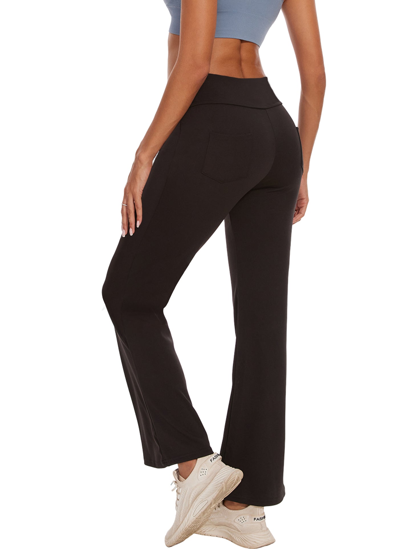 Hanerdun Women Bootcut Yoga Pants with Pockets Female High Waist Sweat Pant Workout Activewear