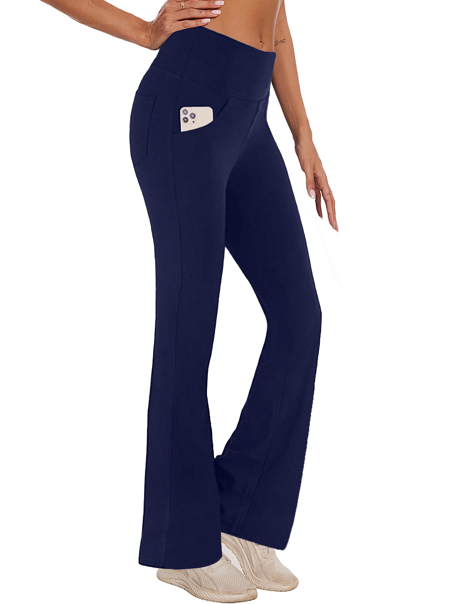 Hanerdun Women Bootcut Yoga Pants with Pockets Female High Waist Sweat Pant Workout Activewear