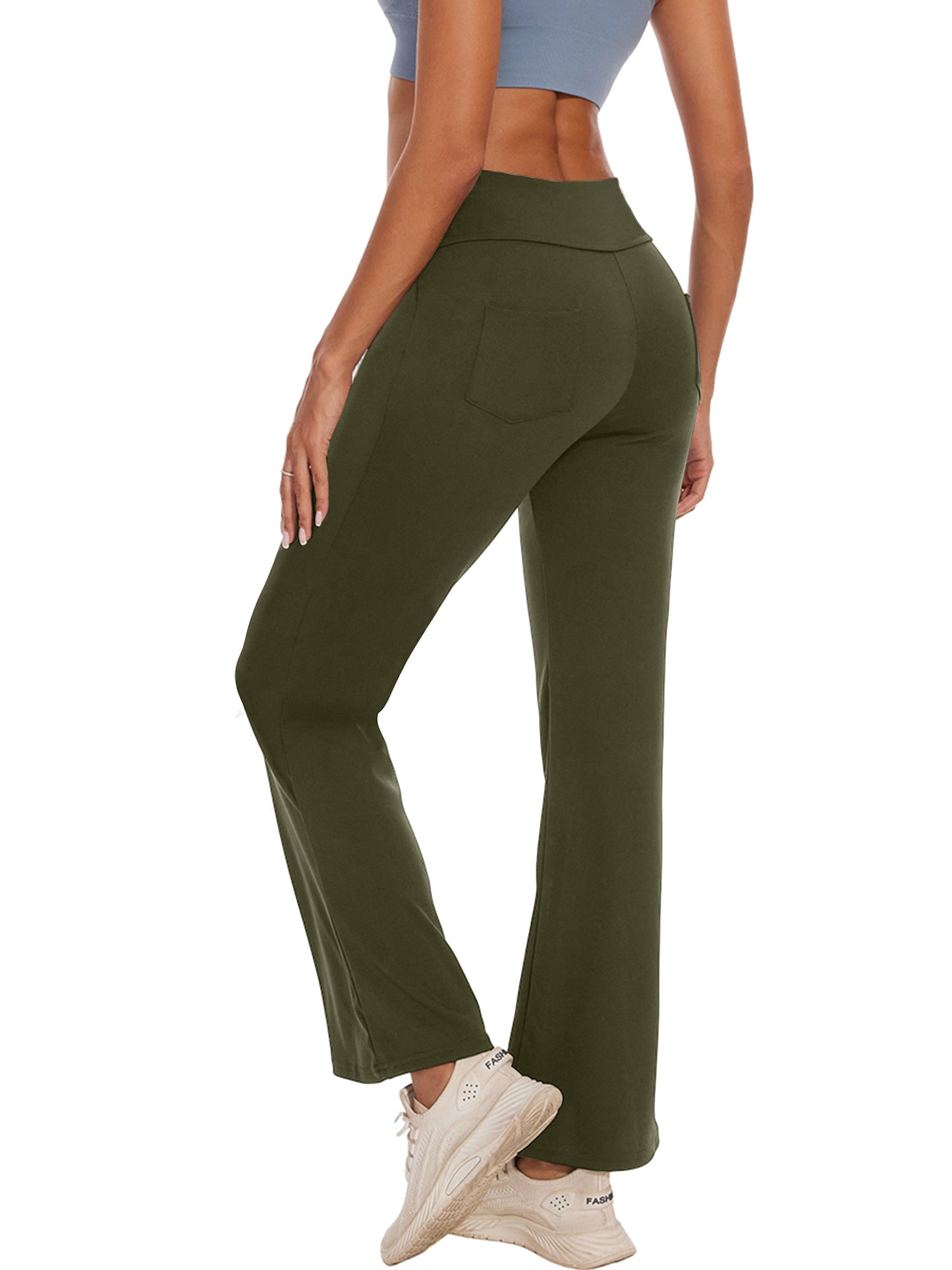 Hanerdun Women Bootcut Yoga Pants with Pockets Female High Waist Sweat Pant Workout Activewear