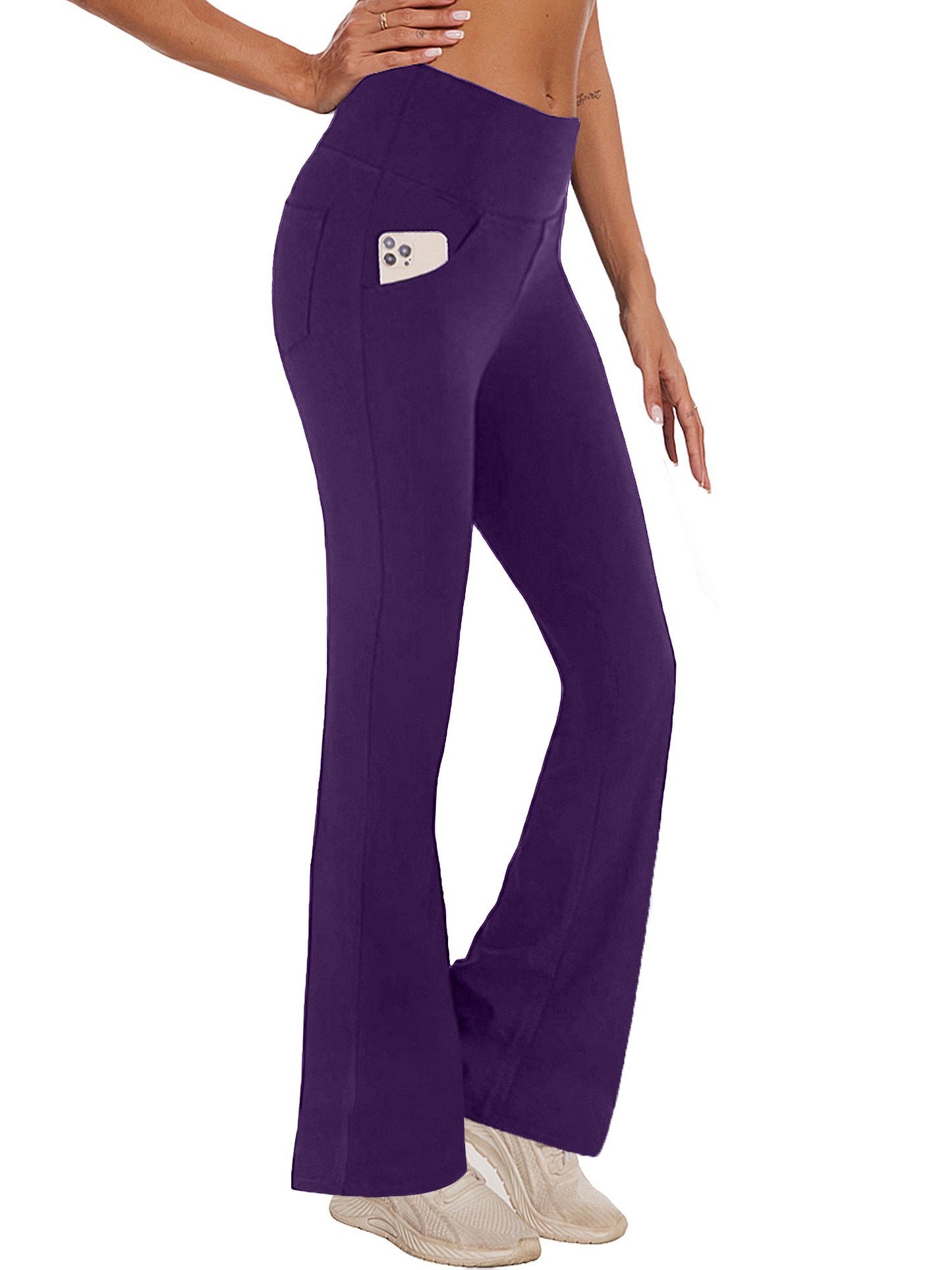 Hanerdun Women Bootcut Yoga Pants with Pockets Female High Waist Sweat Pant Workout Activewear