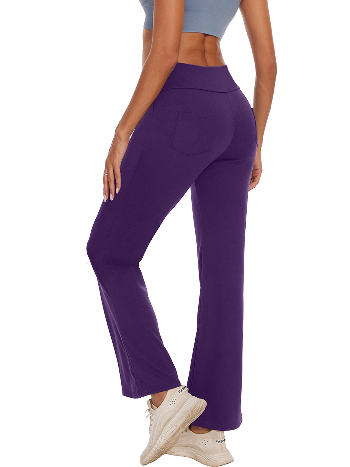 Hanerdun Women Bootcut Yoga Pants with Pockets Female High Waist Sweat Pant Workout Activewear