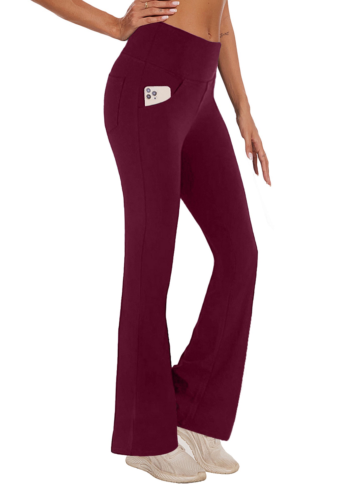 Hanerdun Women Bootcut Yoga Pants with Pockets Female High Waist Sweat Pant Workout Activewear