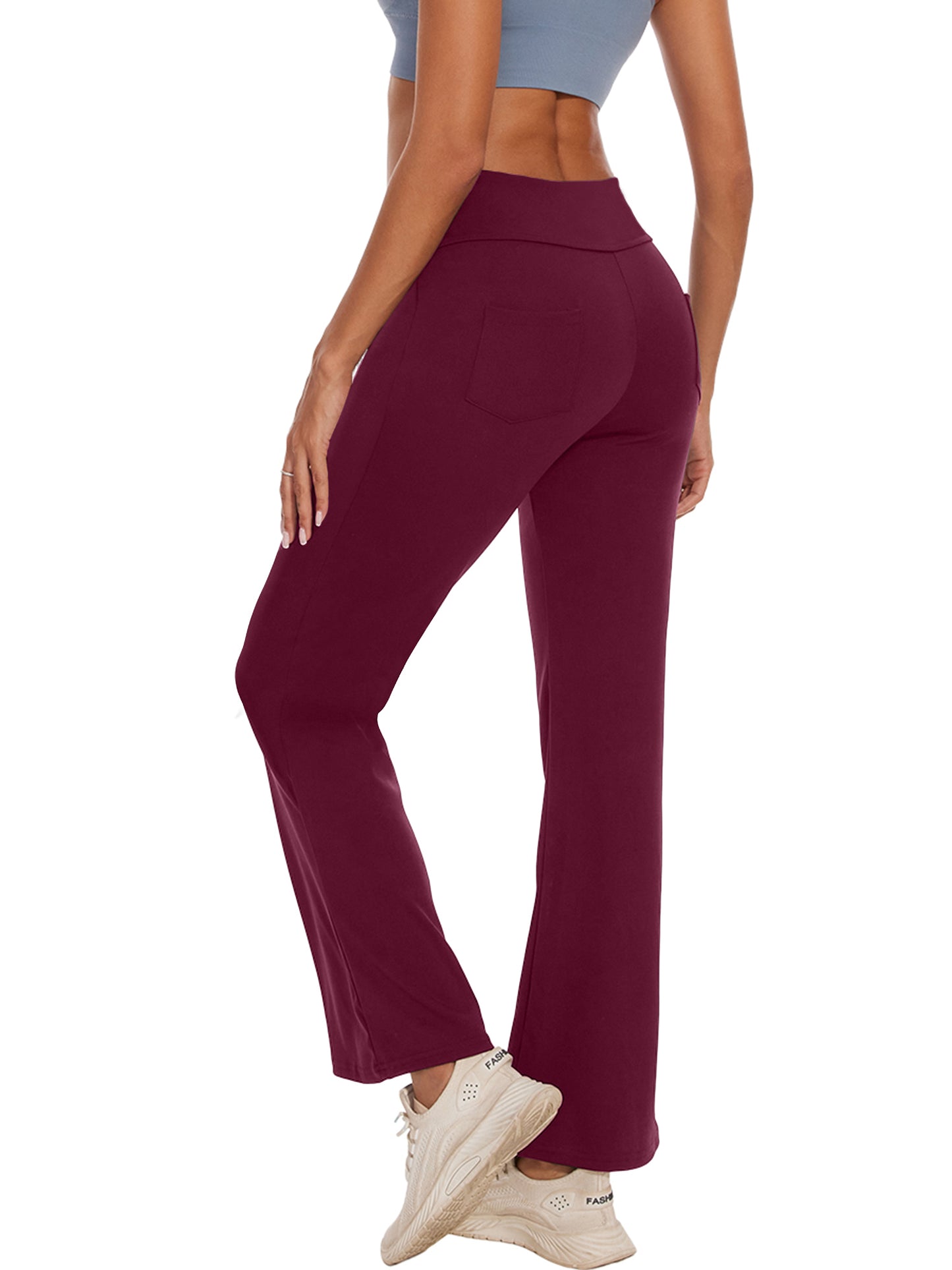Hanerdun Women Bootcut Yoga Pants with Pockets Female High Waist Sweat Pant Workout Activewear