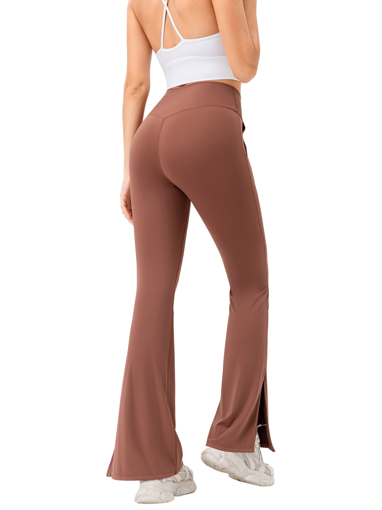 Hanerdun Women Yoga Pants Bootcut Workout Pant Slit Hem High Waist Bottoms Activewear