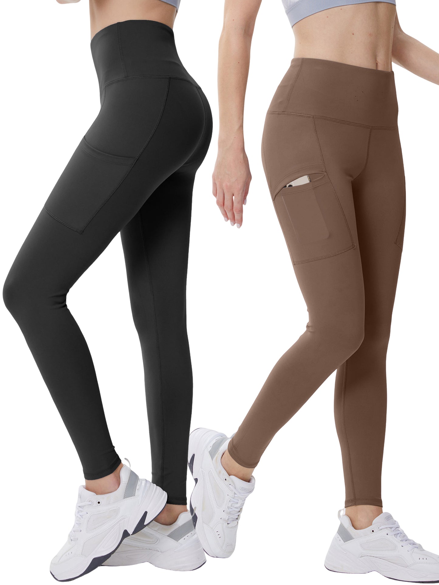 Hanerdun Womens Yoga Leggings with Pockets Ankle High Waist Workout Pants Bottoms