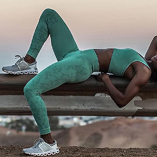 HANERDUN Women Yoga 2 Piece Outfit Workout Gym High Waist Leggings with Sport Bra Set